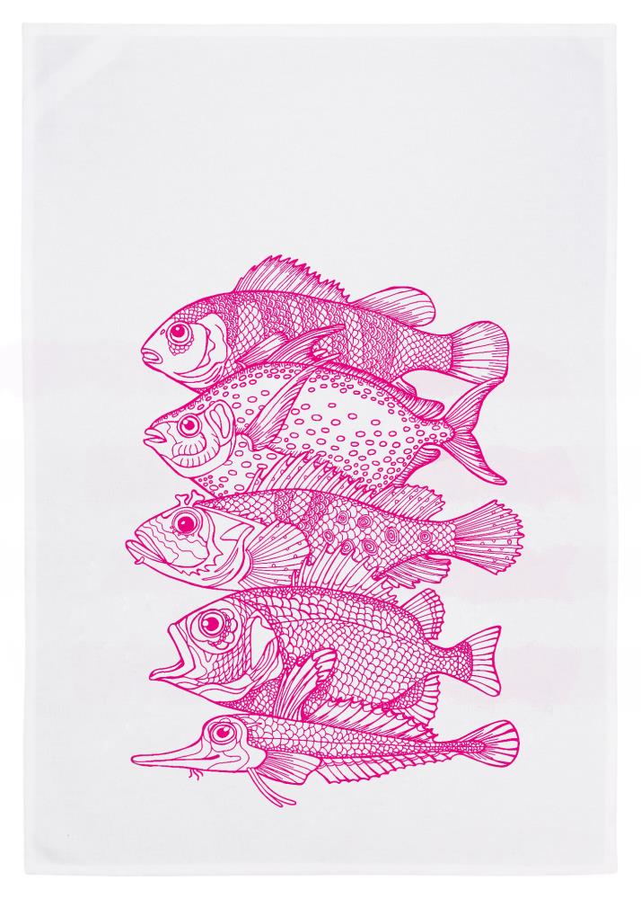 Geschirrtuch 5 Fische - neon pink