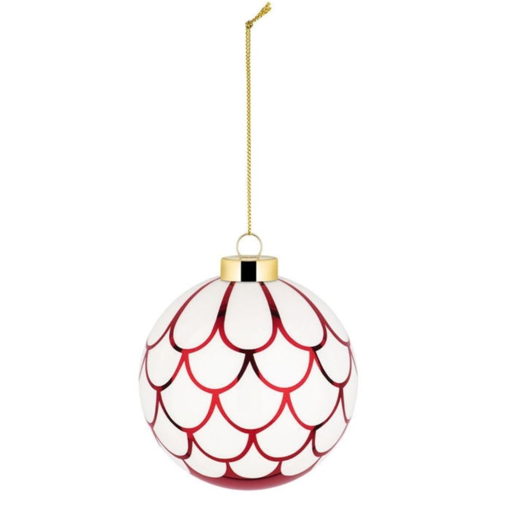 WEIHNACHTSBAUMKUGEL DELIGHT BLÄTTER ROT WEISS