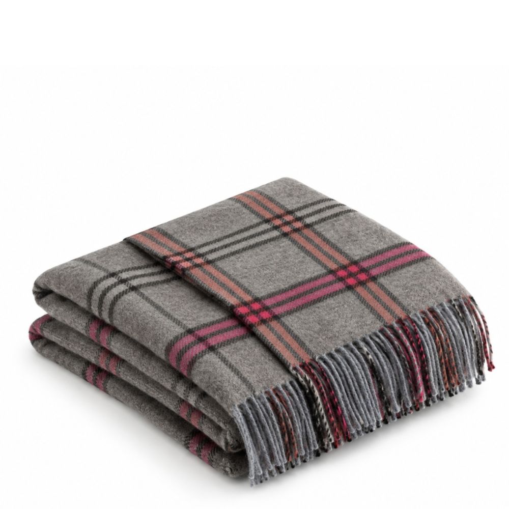 DECKE MERINO LAMBSWOOL THROW GRAU ROT