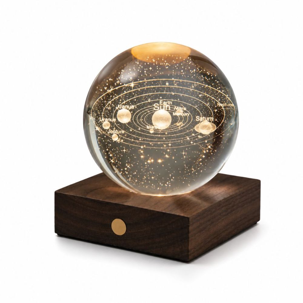 LICHTKUGEL GINGKO AMBER CRYSTAL SONNENSYSTEM