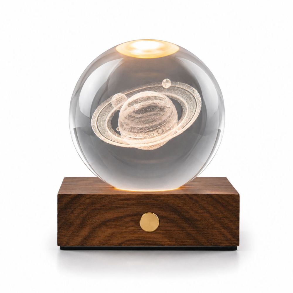 Lichtkugel GINGKO Amber Crystal Saturn