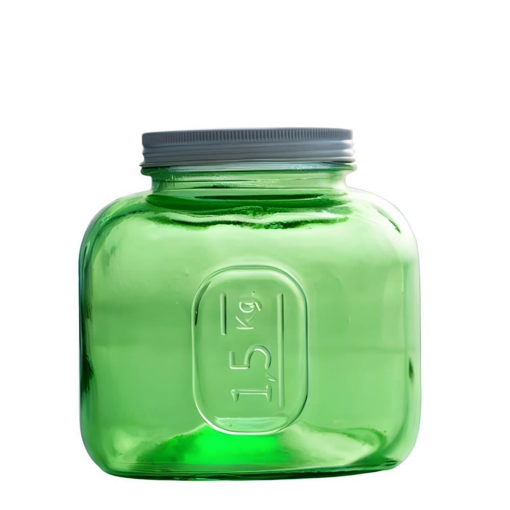 Glasgefäß mit Deckel grün 15cm