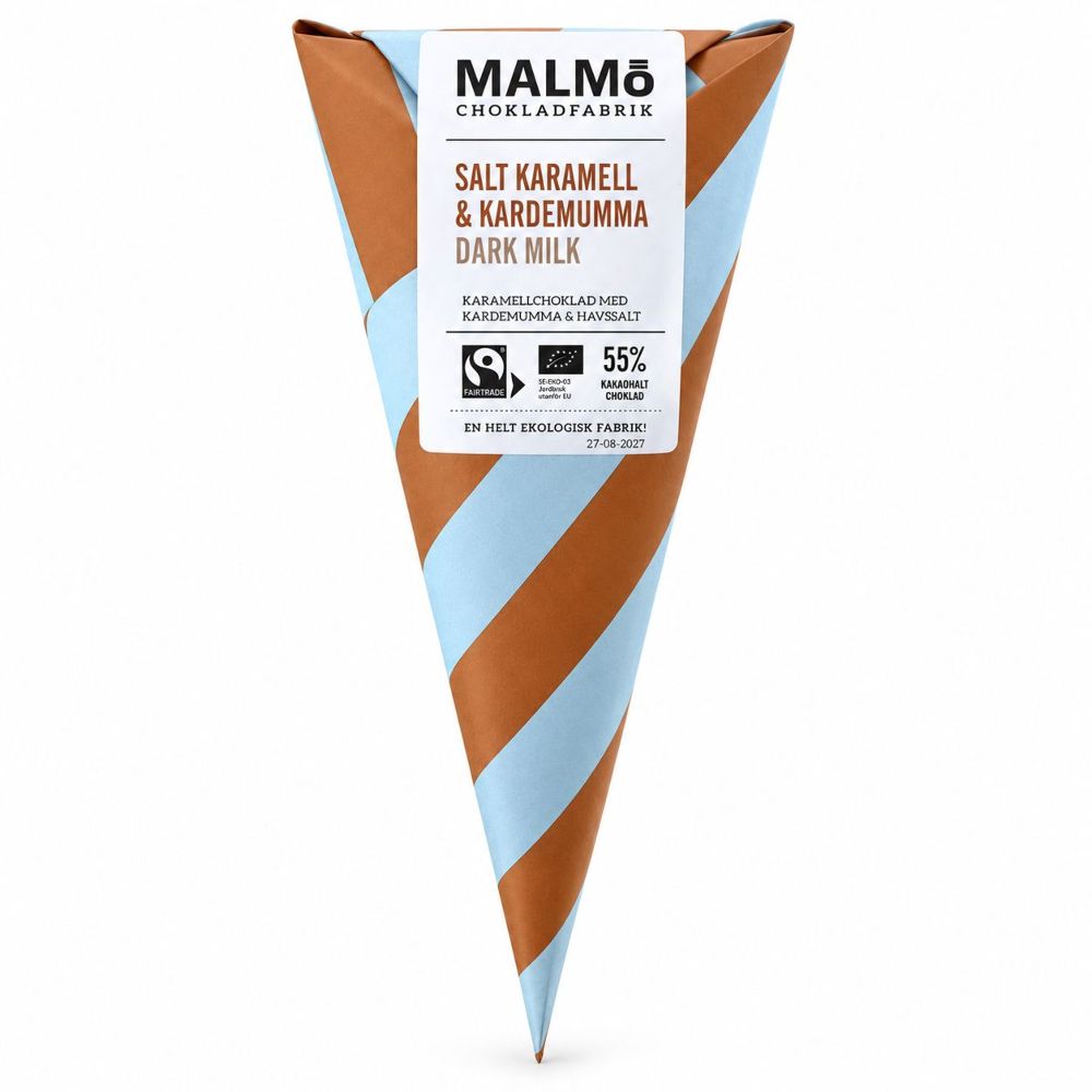 MALMÖ SPITZTÜTE DUNKLE SCHOKOLADE SALZKARAMELL KARDAMOM