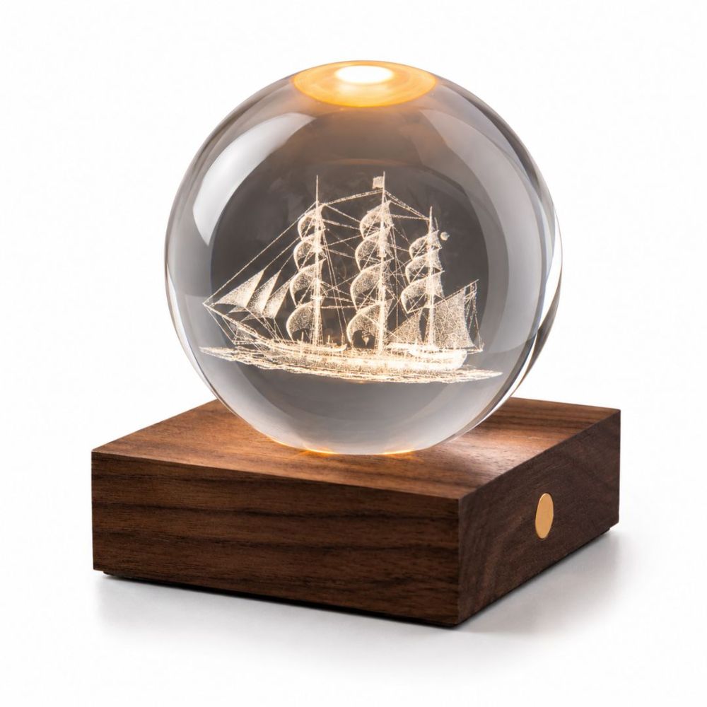 LICHTKUGEL GINGKO AMBER CRYSTAL SEGELBOOT
