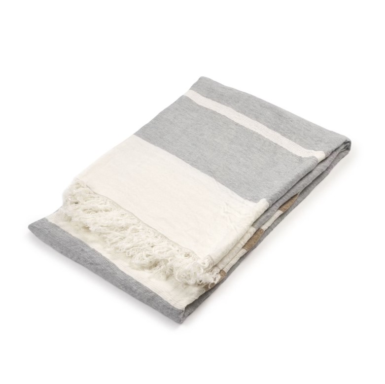 Decke & Strandtuch FOUTA ash stripe