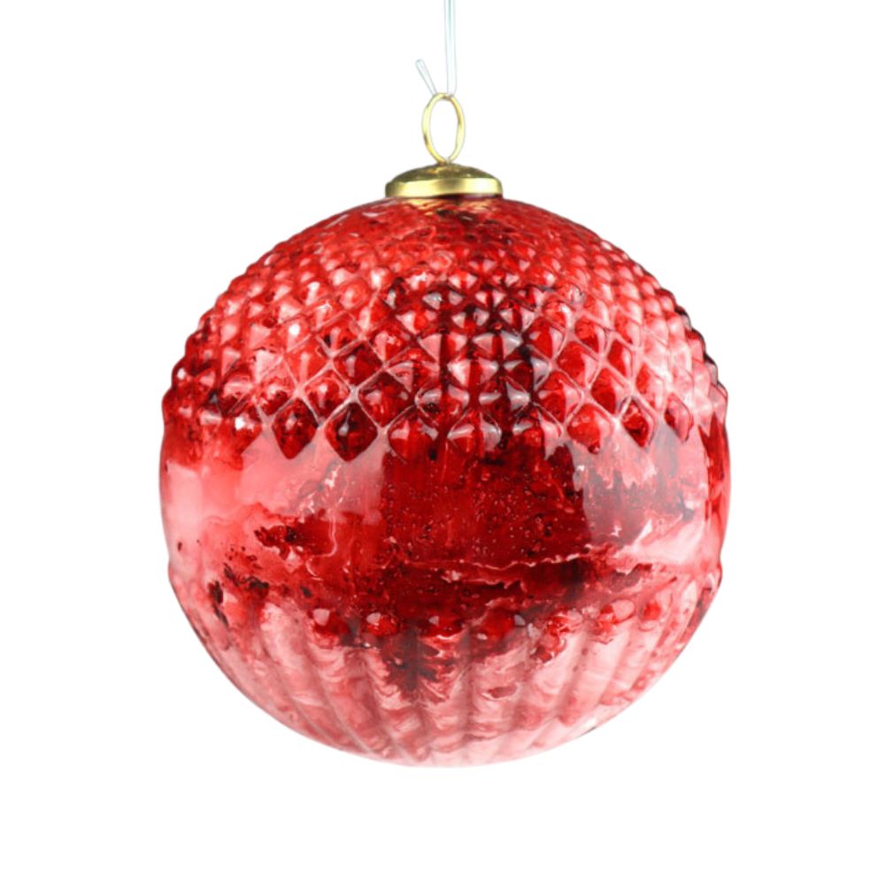 WEIHNACHTSKUGEL MIT RAUTE ROT 20 CM