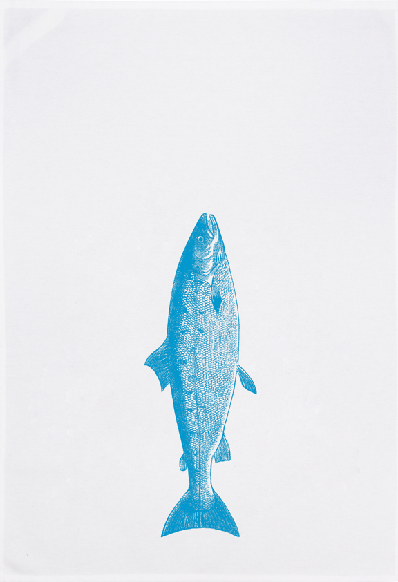 Geschirrtuch Lachs - neon blau
