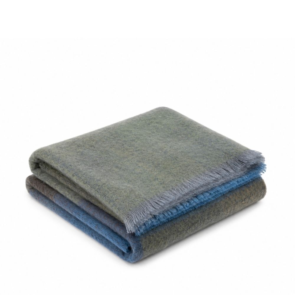 DECKE MOHAIR THROW GRÜN BLAU